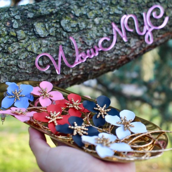 Anthropologie Flower Petals Drop Hoop Earrings - Picture 10 of 10